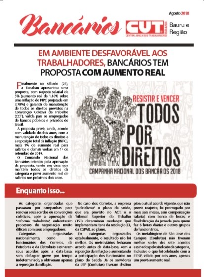 Jornal de Bauru - Em ambiente desfavorável aos trabalhadores, bancários tem proposta com aumento real