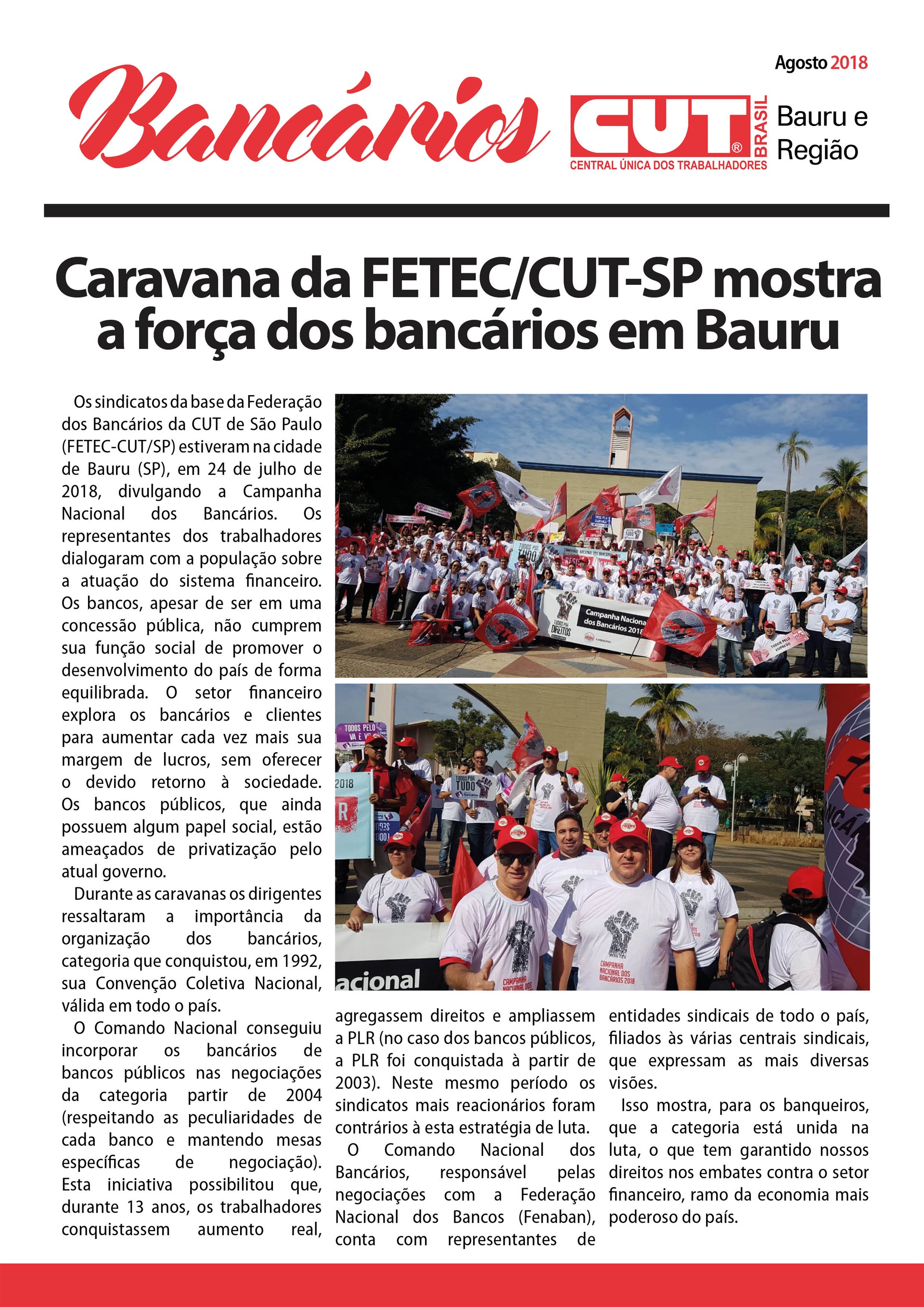 Jornal de Bauru - Caravana da FETEC/CUT-SP mostra a força dos bancários em Bauru